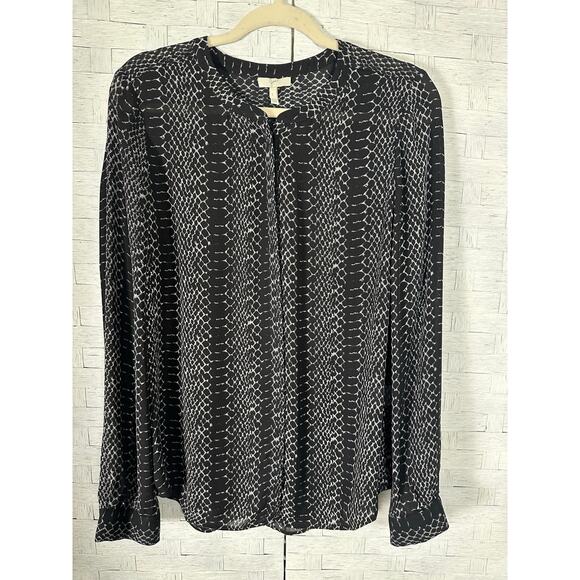 Joie women’s blouse sheer snake skin animal print black white dark academia - Picture 1 of 10
